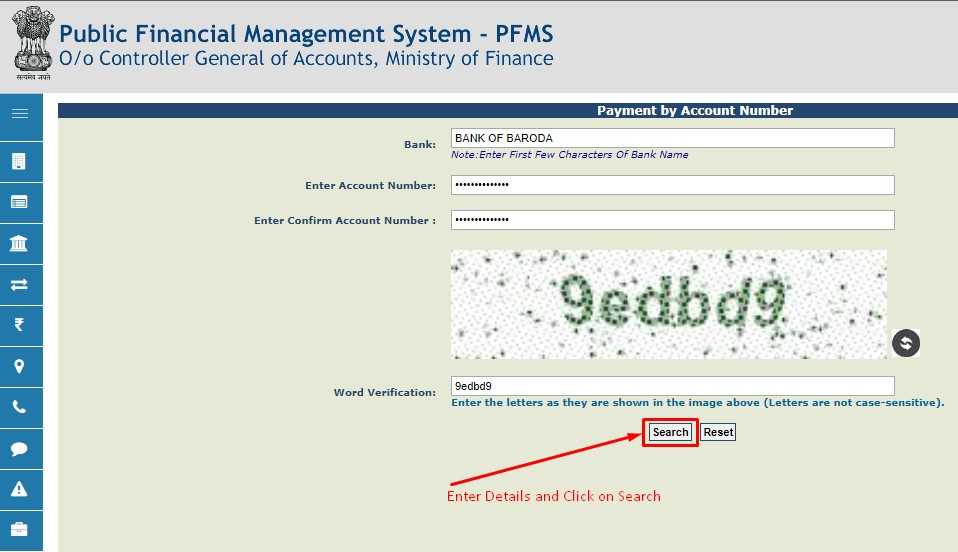 Enter Bank Name & Account Number after that click on Search