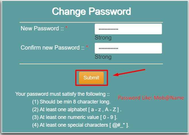 Change Password on National Scholarship Portal