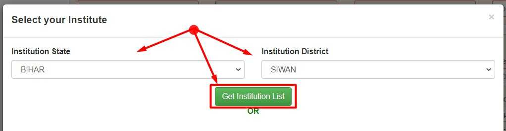 Select Your Institute for Scholar Apply on NSP Website 1