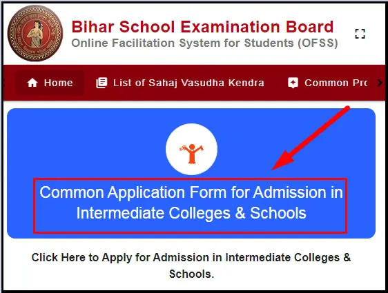 OFSS Bihar Inter Admission Form Online