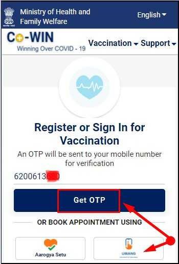 Enter Mobile Number for Covid 19 Vaccenic Certificate Download Online