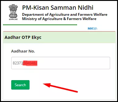 PM Kisan eKYC by Aadhar Number