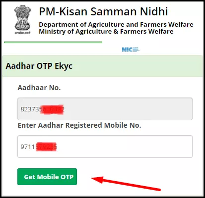 PM Kisan eKYC by Mobile Number