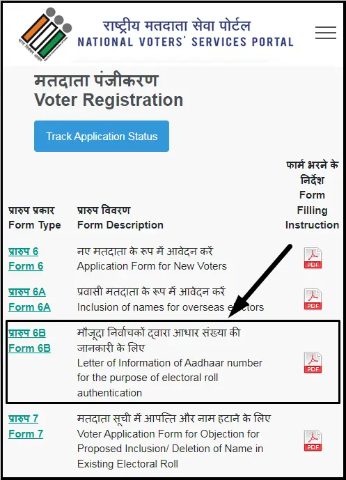 Form B6 For Linking Aadhar Card & Voter Card Online