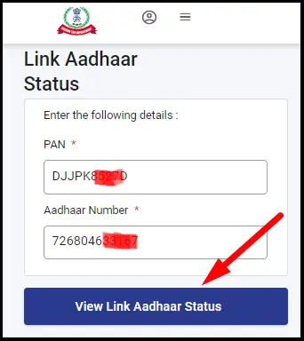 PAN Aadhar Link Status Check on Income Tax India Website